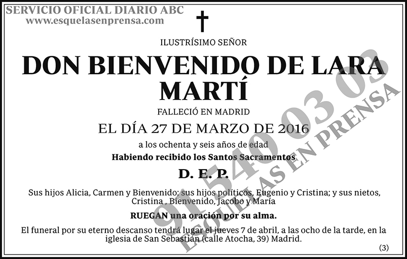 Bienvenido De Lara Martí